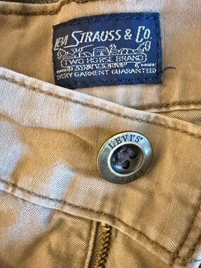 Levi Strauss Men's Cargo Shorts Tan Khaki Utility Two Horse ~42 Waist